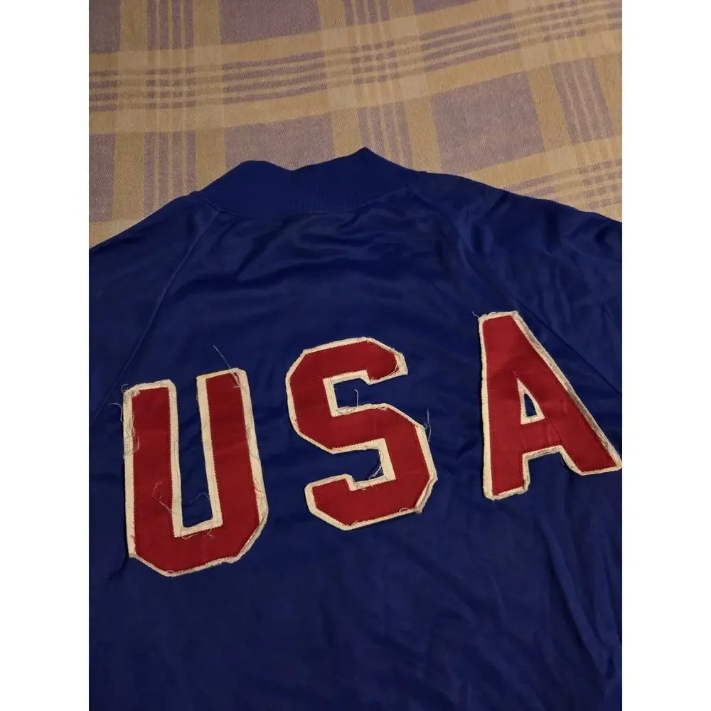 VTG 80s Adidas USA AAU ATP Ventex Keyrolan Trefoil Track Jacket Sewn Red Blue - Picture 7 of 12